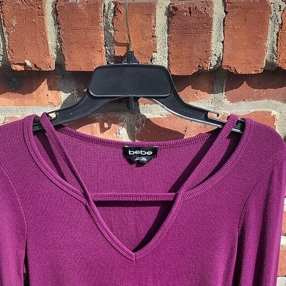 Bebe Women's Purple Long Sleeve Top - Picture 4 of 7